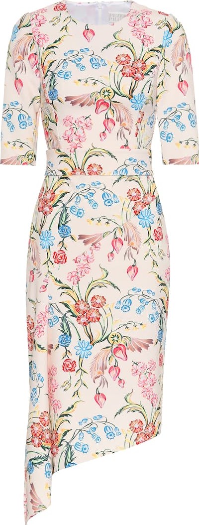 Peter Pilotto Asymmetrical floral cady midi dress