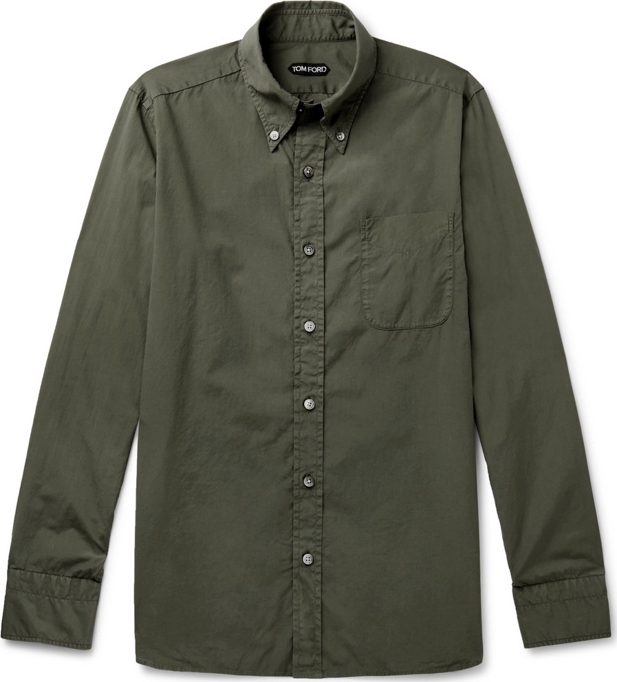 TOM FORD Slim-Fit Button-Down Collar Washed-Cotton Shirt