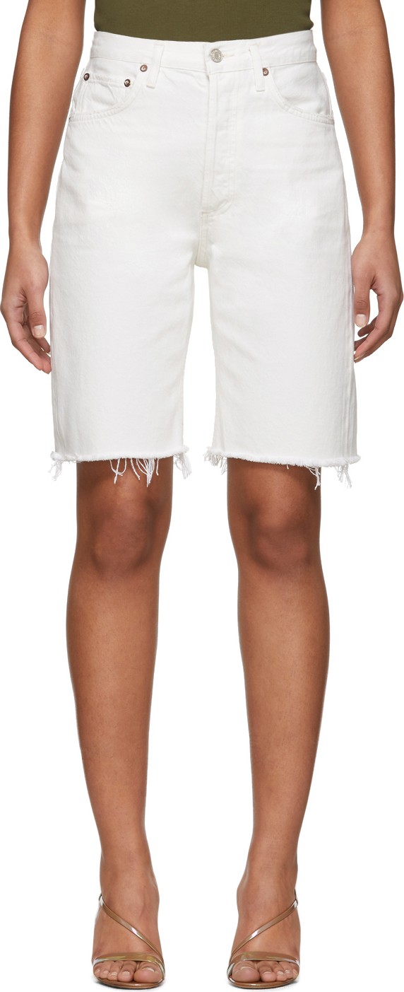 Agolde White 90s Mid-Rise Loose Jean Shorts