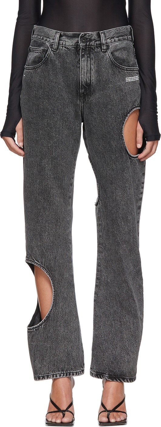 Off White Grey Baggy Hole Jeans