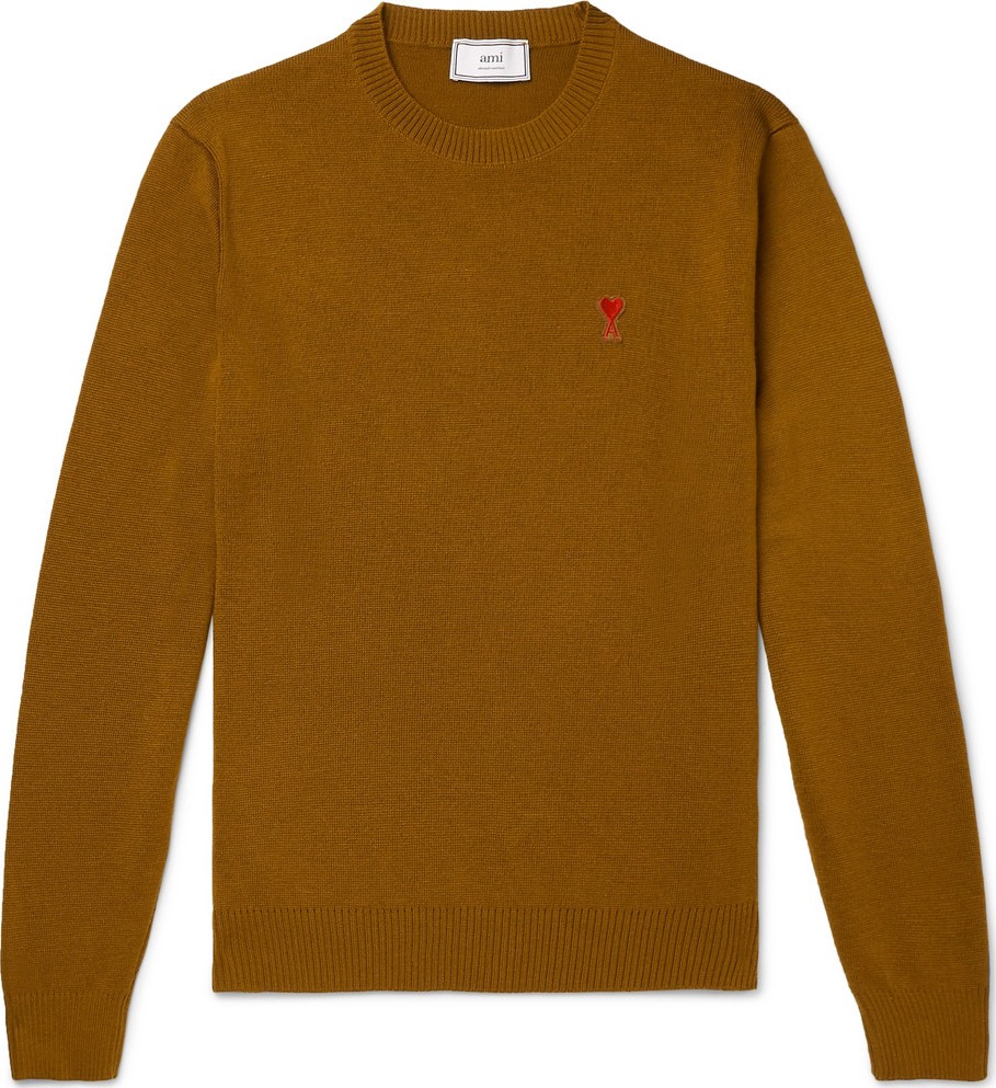AMI Slim-Fit Logo-Appliquéd Merino Wool Sweater