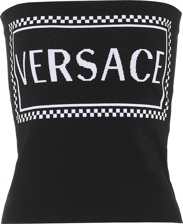 Versace Logo intarsia knit bandeau top