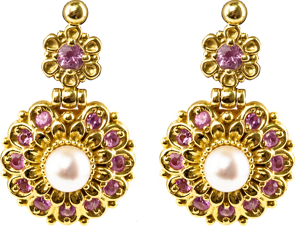 Konstantino 18k Yellow Gold Sapphire & Pearl Earrings