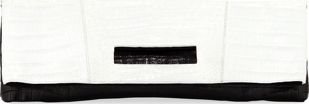Nancy Gonzalez Large Keyhole Two-Tone Crocodile Clutch Bag