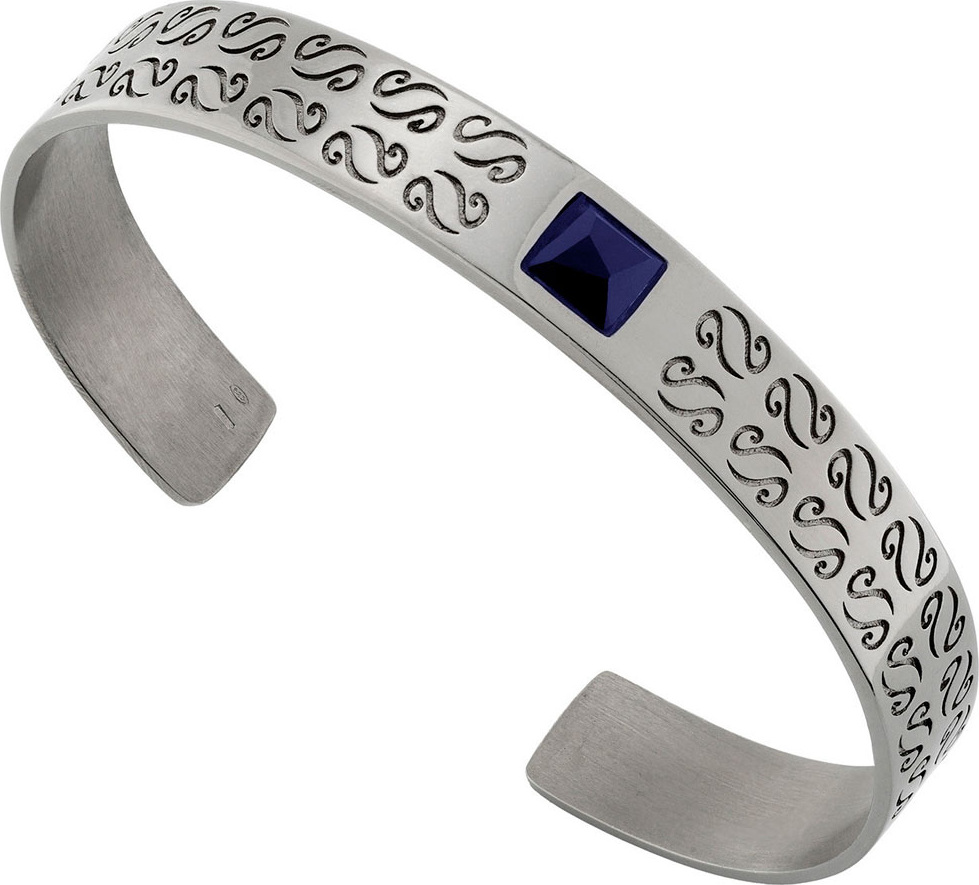 Marco Dal Maso Men's Silver Kick Cuff Bracelet with Lapis