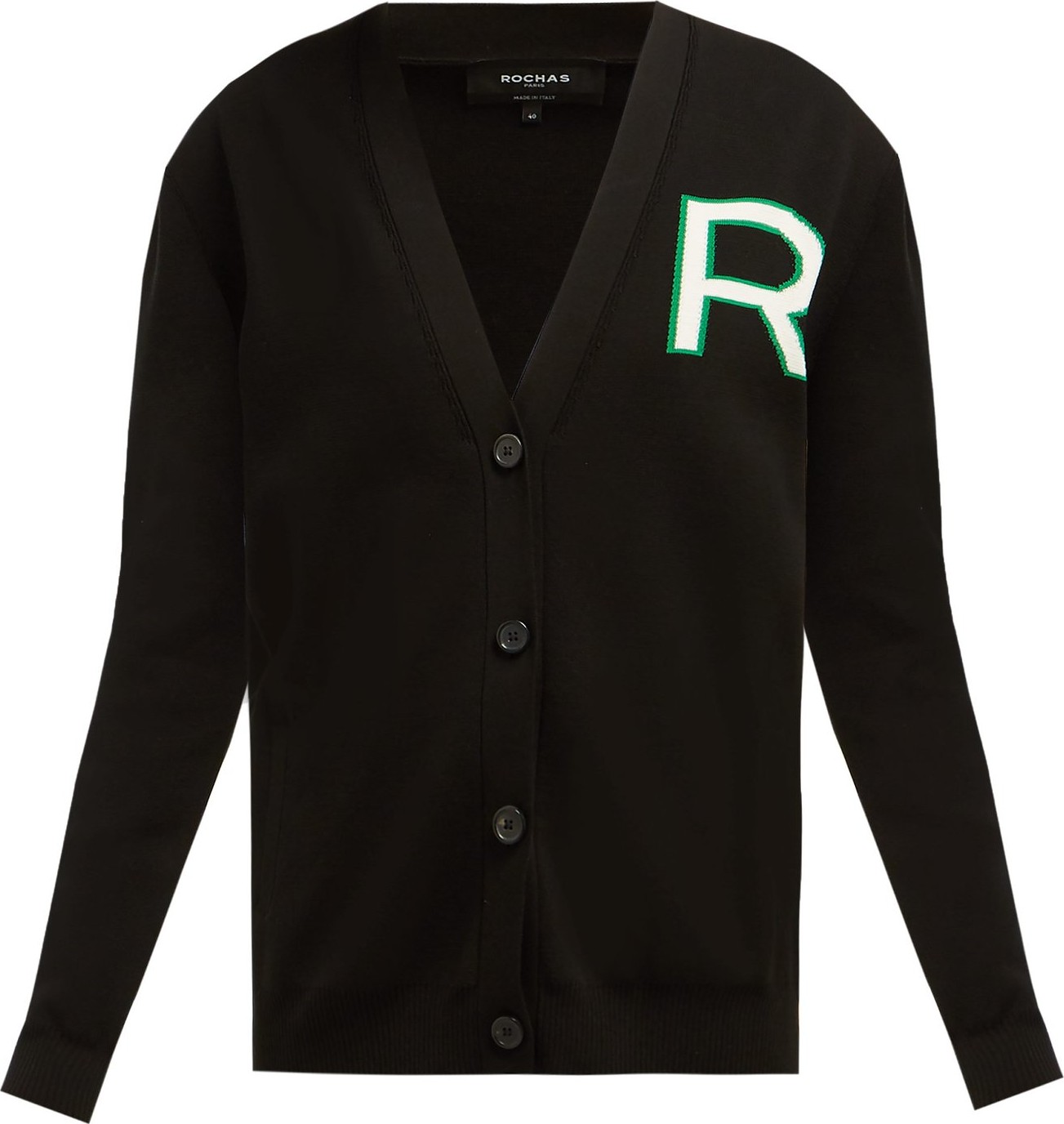 ROCHAS Logo-intarsia knitted-cotton cardigan