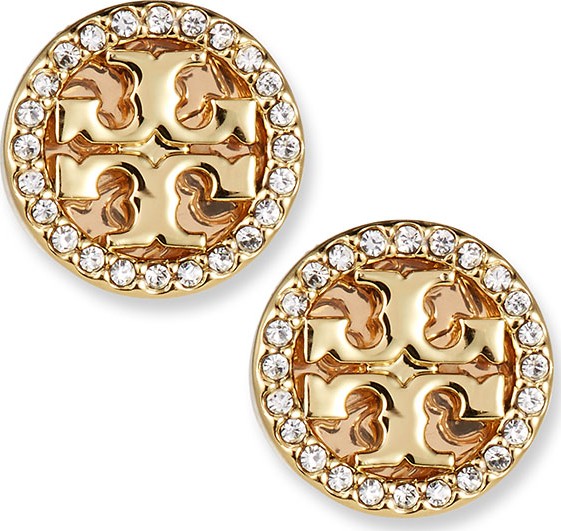 Tory Burch Crystal Logo Stud Earrings
