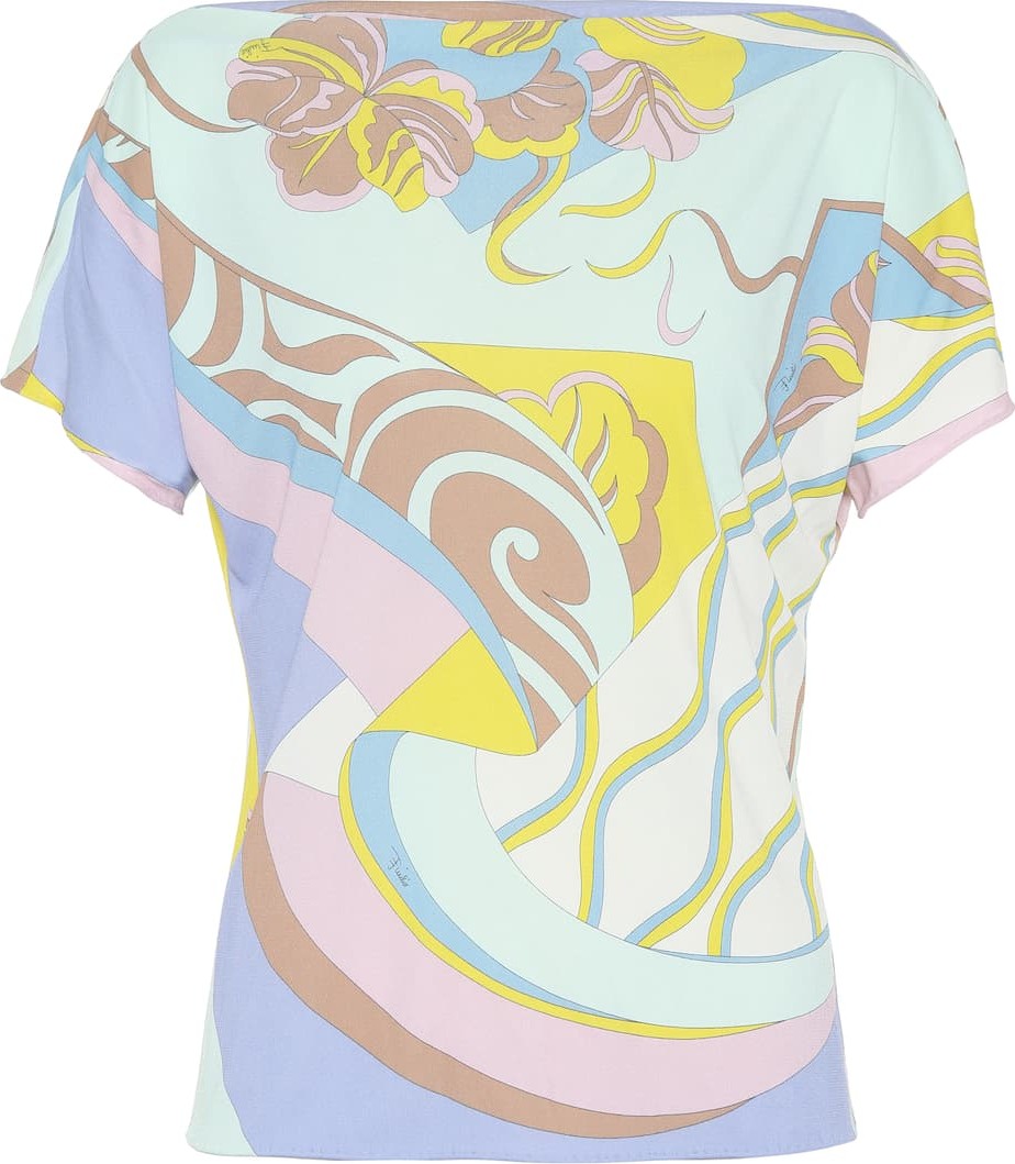 Emilio Pucci Printed silk-blend jersey top