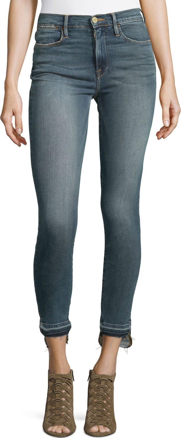 FRAME DENIM Released Stagger-Hem Skinny Jeans, Merrick