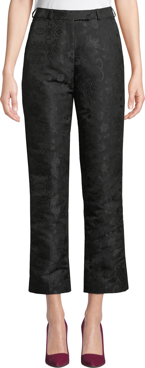Etro High-Rise Straight-Leg Jacquard Pants