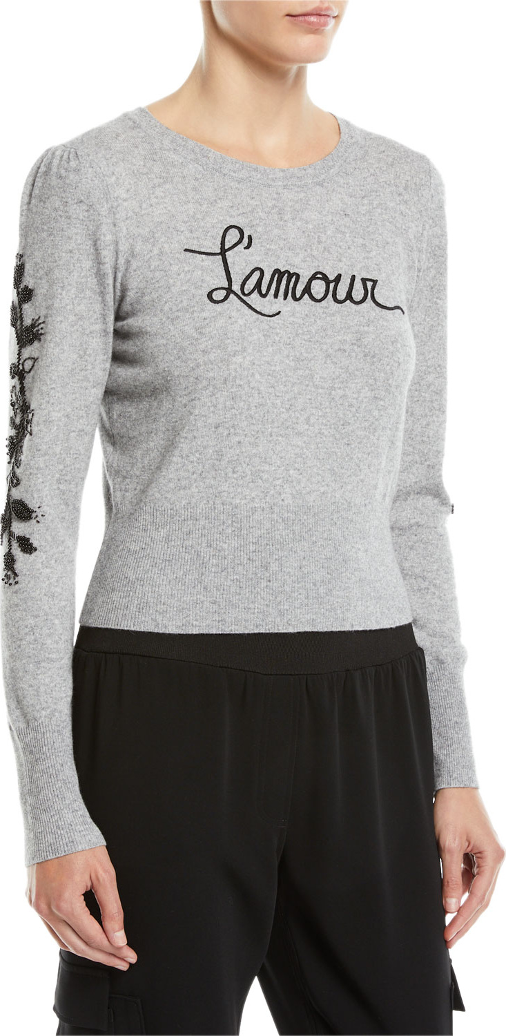 Cinq A Sept Kian Embellished Graphic Pullover Sweater