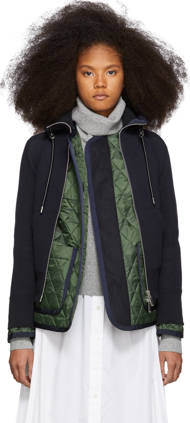 Sacai Navy Spongy Sweatshirt Jacket
