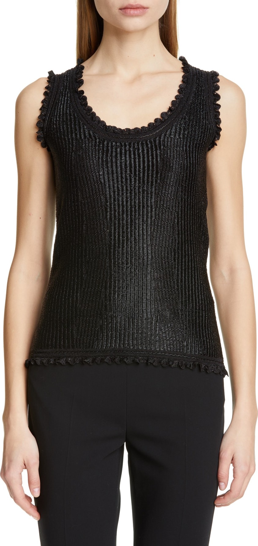 Alexander McQueen Ruffle Trim Ribbed Tank Top