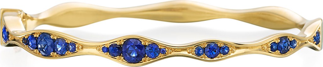 Maria Canale 18k Gold Half Blue Sapphire Wave Bangle