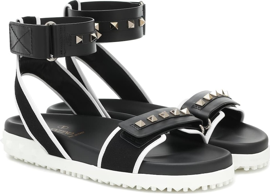 Valentino Valentino Garavani Rockstud leather-trimmed sandals