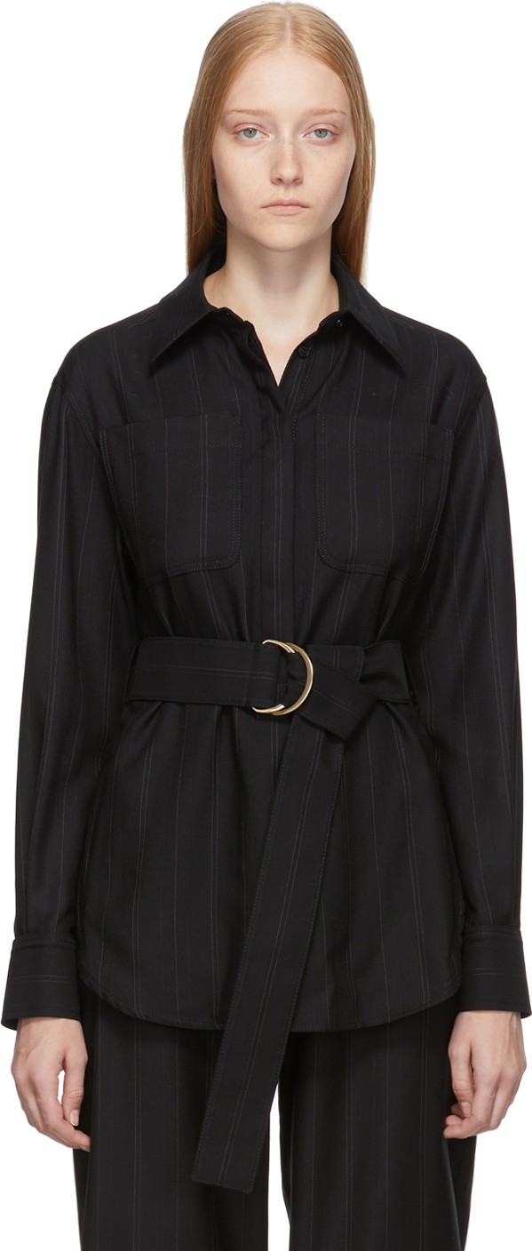 Stella McCartney Black Pinstripe Herringbone Shirt