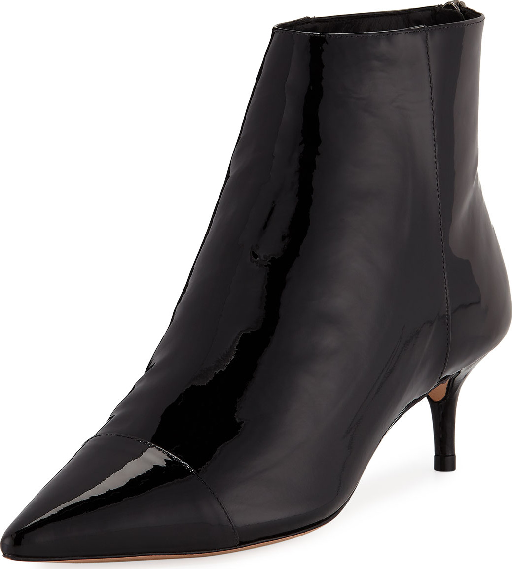 Alexandre Birman Kittie Leather/Patent Point-Toe Booties