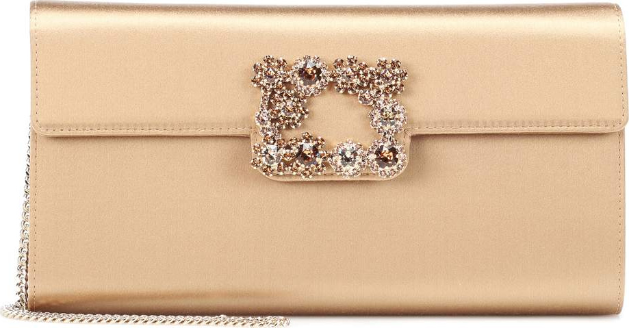Roger Vivier Envelope Flowers satin clutch