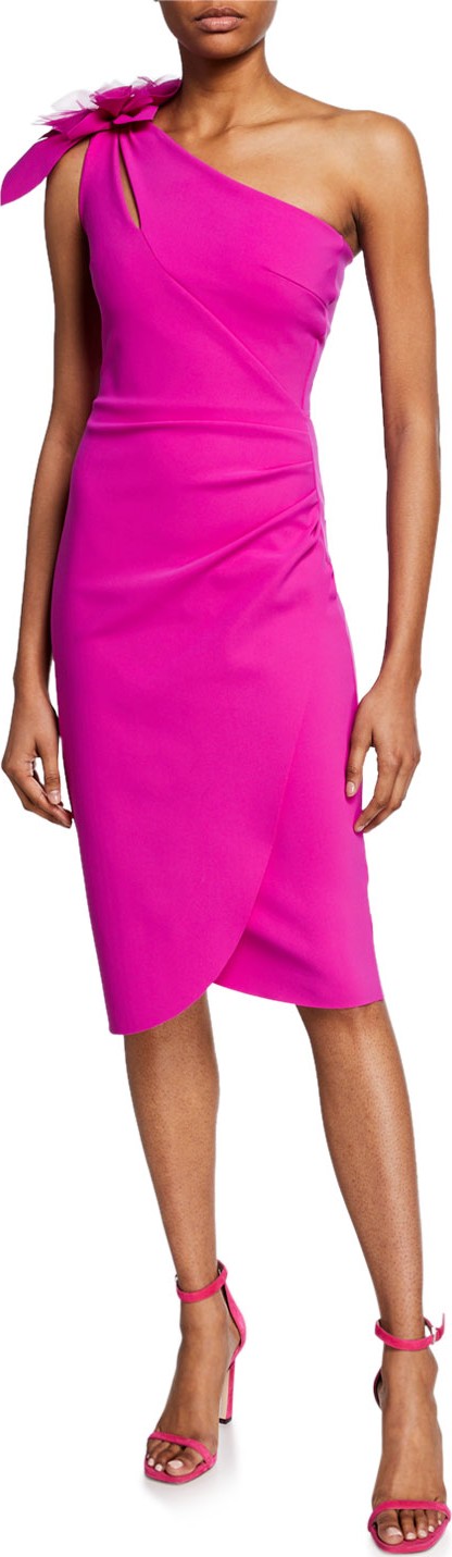 La Petite Robe di Chiara Boni Gosia One-Shoulder Sleeveless Dress with Flower Mesh Detail