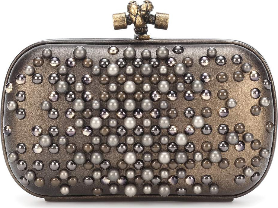Bottega Veneta Embellished Knot leather clutch