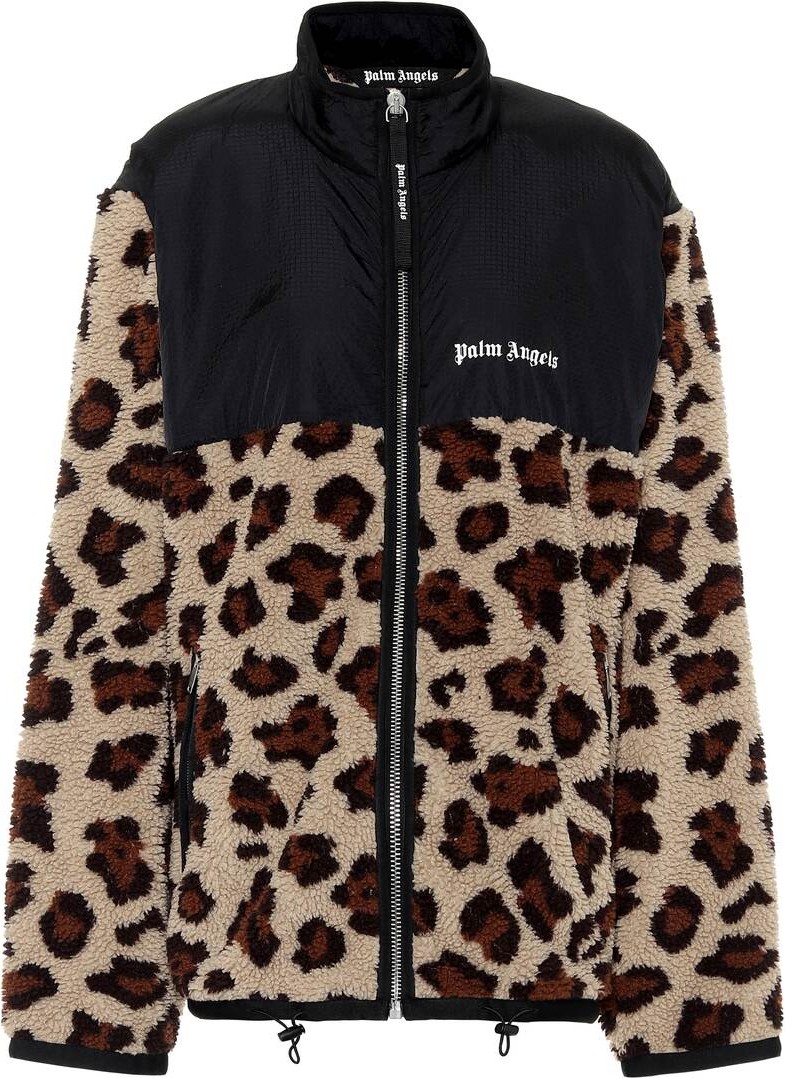 Palm Angels Leopard-print fleece jacket