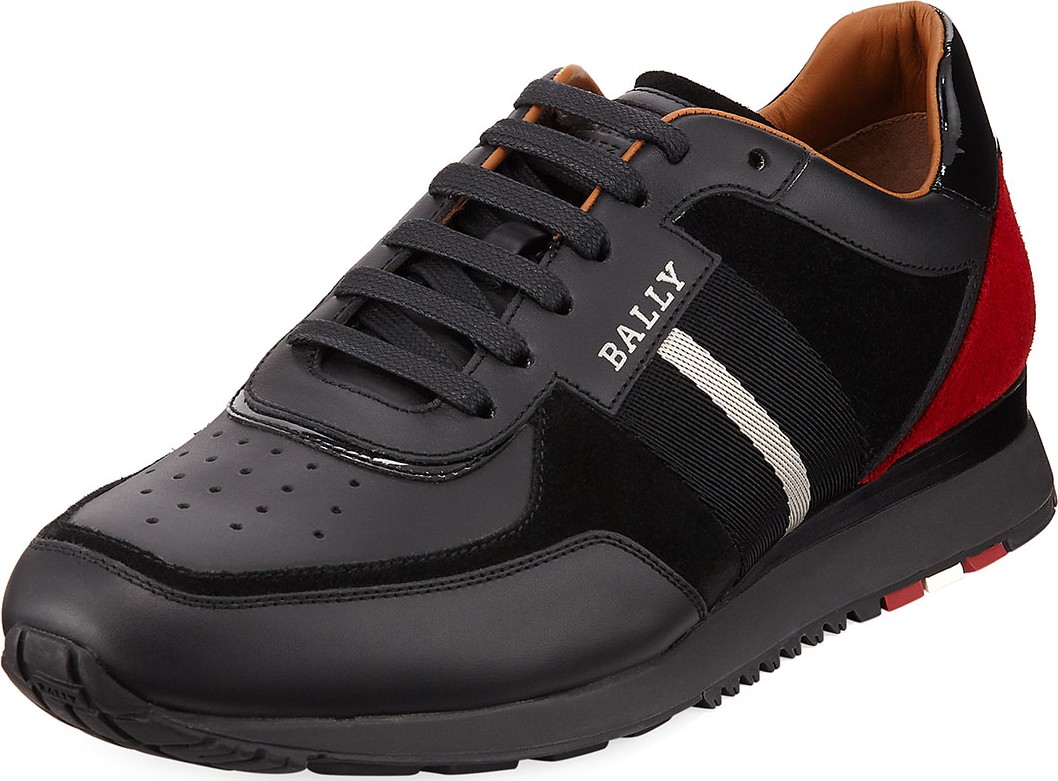 Bally Men's Aston New Leather Sneakers w/ Trainspotting Stripe