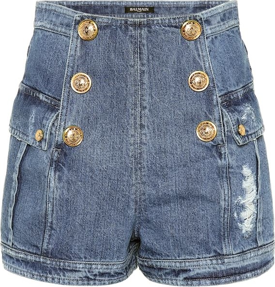 Balmain High-rise denim shorts