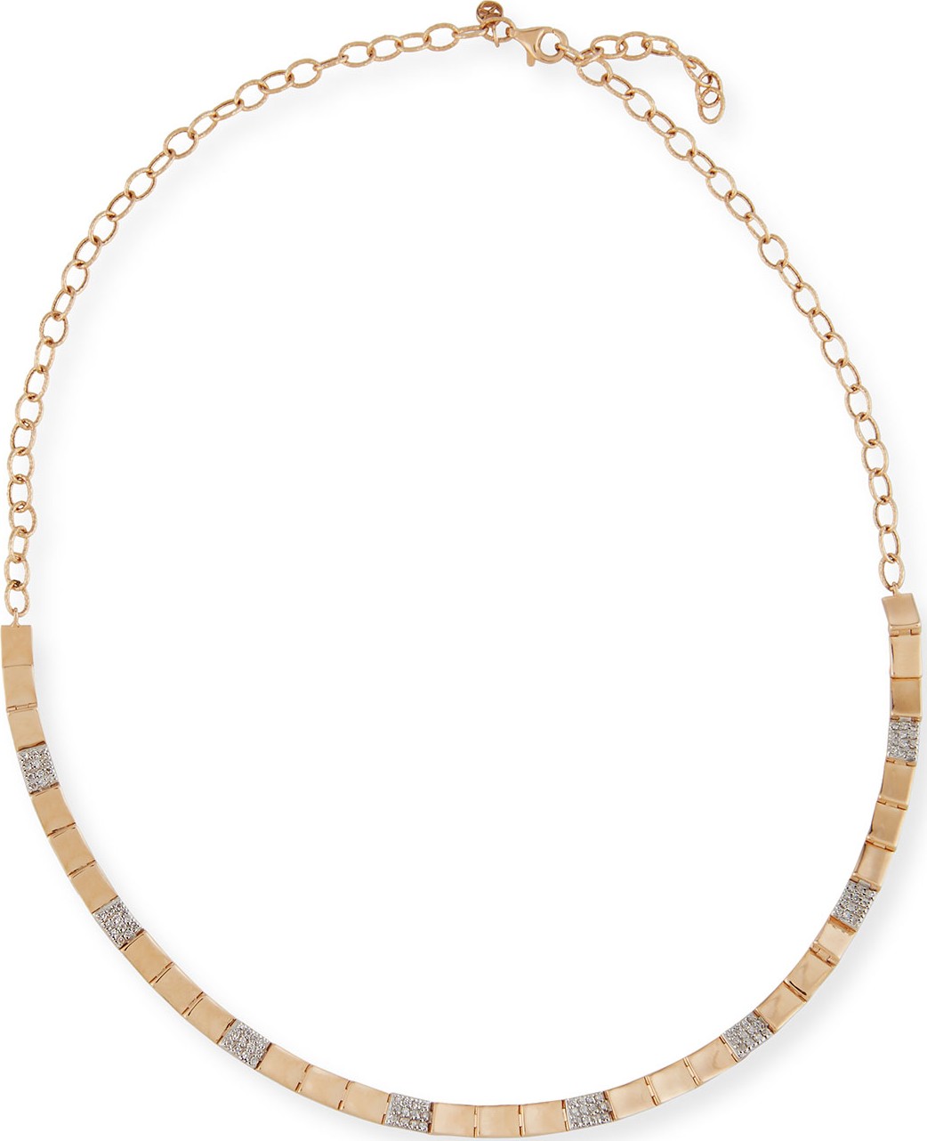 Kismet by Milka 14K Rose Gold Square Linked Collar Necklace with Diamonds