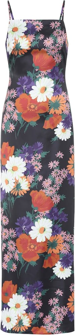 Staud Heidi floral stretch-satin maxi dress