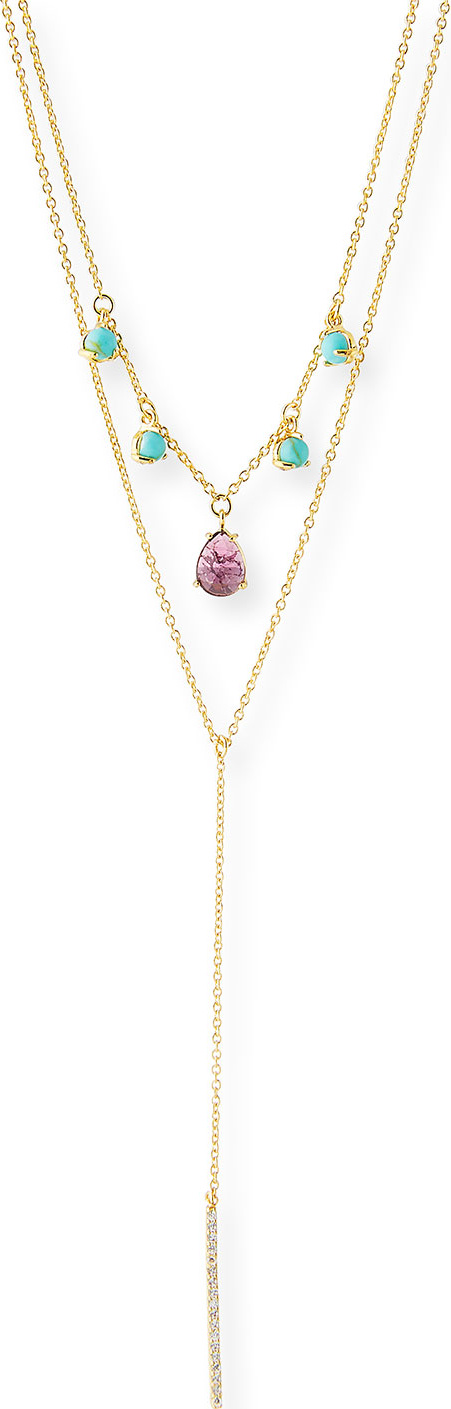 Tai Double Lariat Necklace w/ Stone Dangles