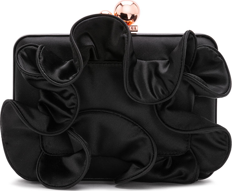 Sophia Webster Vivi Ruffle Satin Box Clutch Bag with Chian