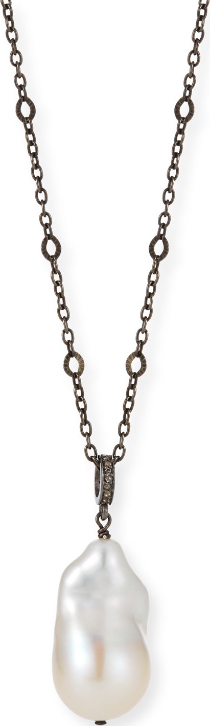 Margo Morrison Baroque Pearl & Diamond Pendant Necklace