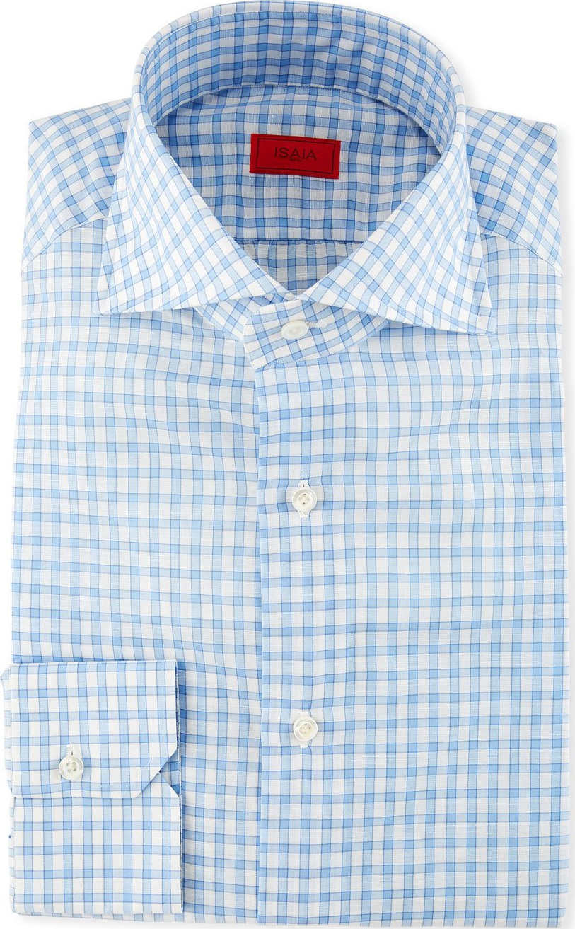Isaia Check Cotton Dress Shirt