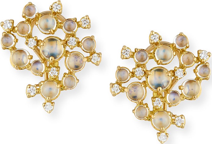 Paul Morelli Moonstone & White Diamond Bubble Cluster Earrings