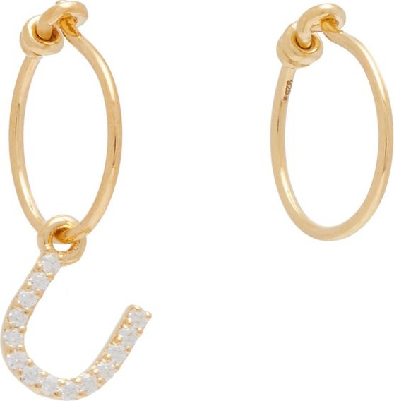 Theodora Warre Mismatched U-charm gold-plated hoop earrings