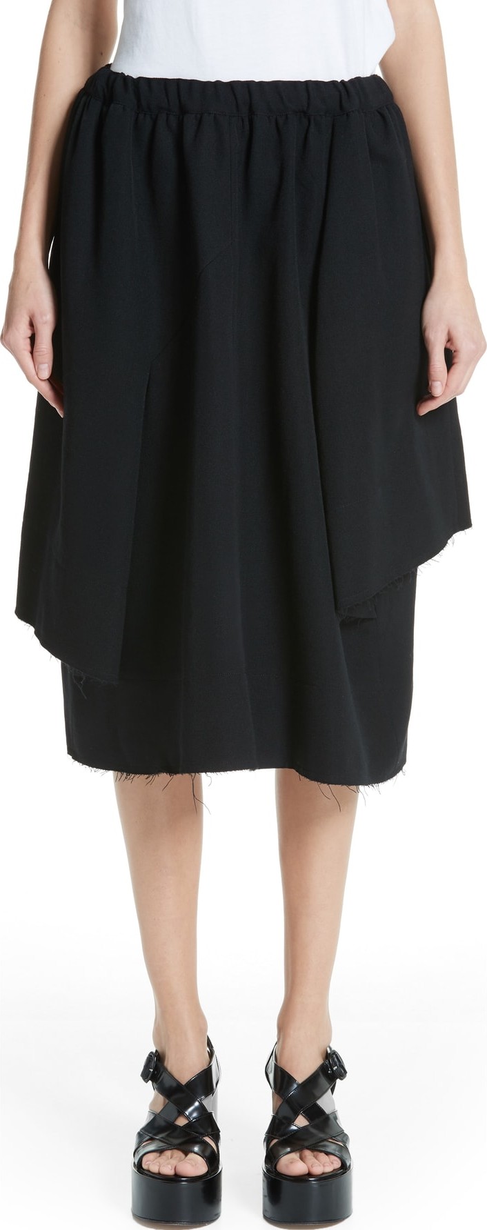Comme Des Garcons Drawstring Waist Wool Skirt