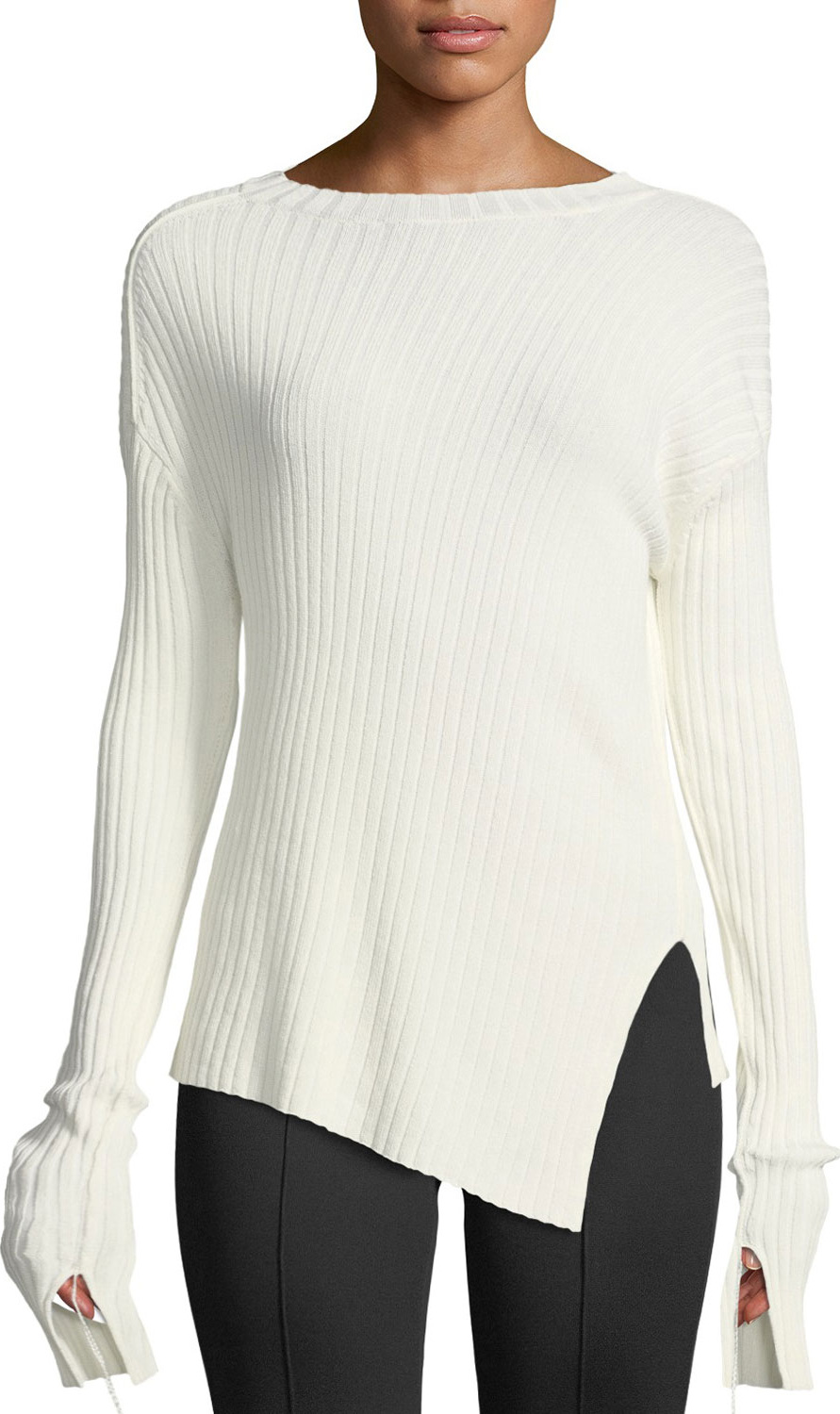 Helmut Lang Ribbed Crewneck Split Sweater
