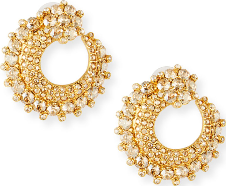 Oscar De La Renta Crystal Curved Earrings