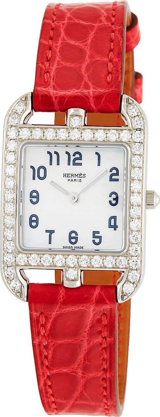 HERMÈS Cape Cod Diamond, Stainless Steel & Alligator Strap