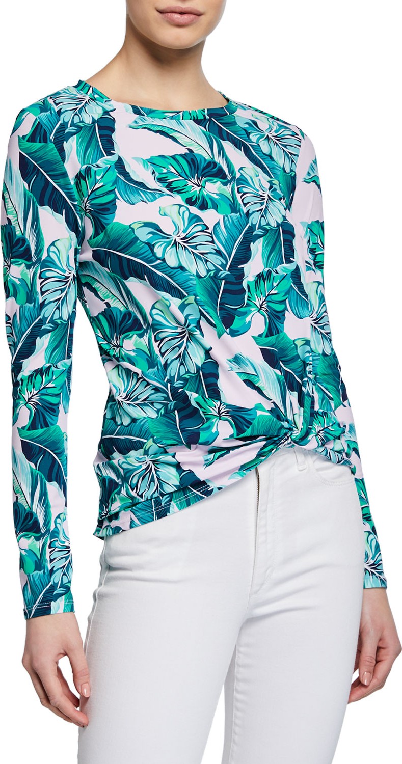 Tommy Bahama Breezy Palmas Long-Sleeve Twist-Front Rashguard