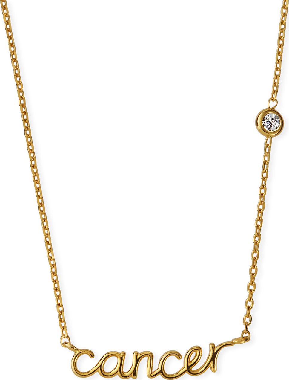 Tai Zodiac Script Necklace w/ Single Cubic Zirconia