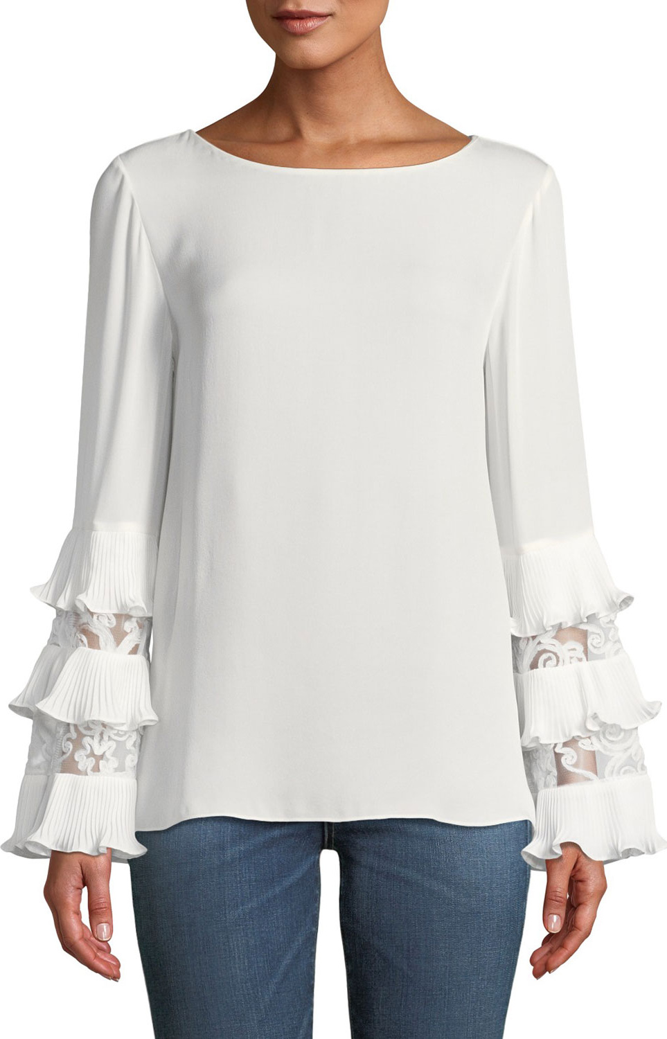 KOBI HALPERIN Shira Lace-Inset Silk Blouse