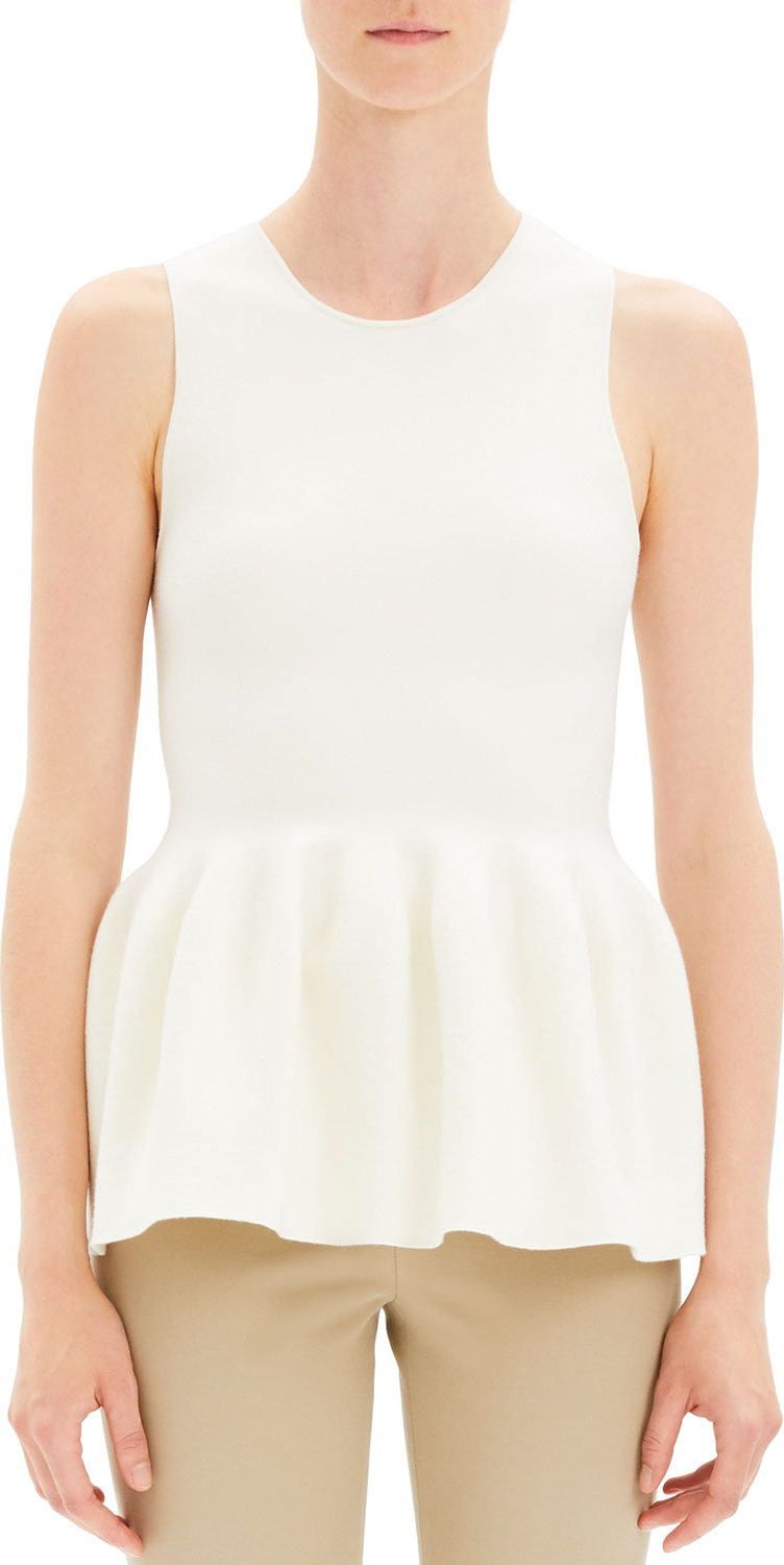 Theory Shaped Wool Peplum Knit Shell Top