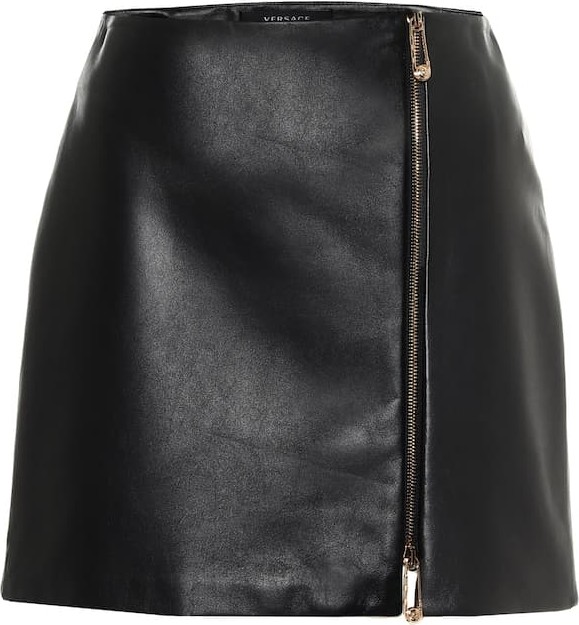 Versace High-rise leather miniskirt