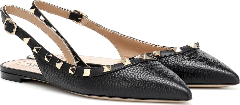 Valentino Valentino Garavani Rockstud leather slingback ballet flats