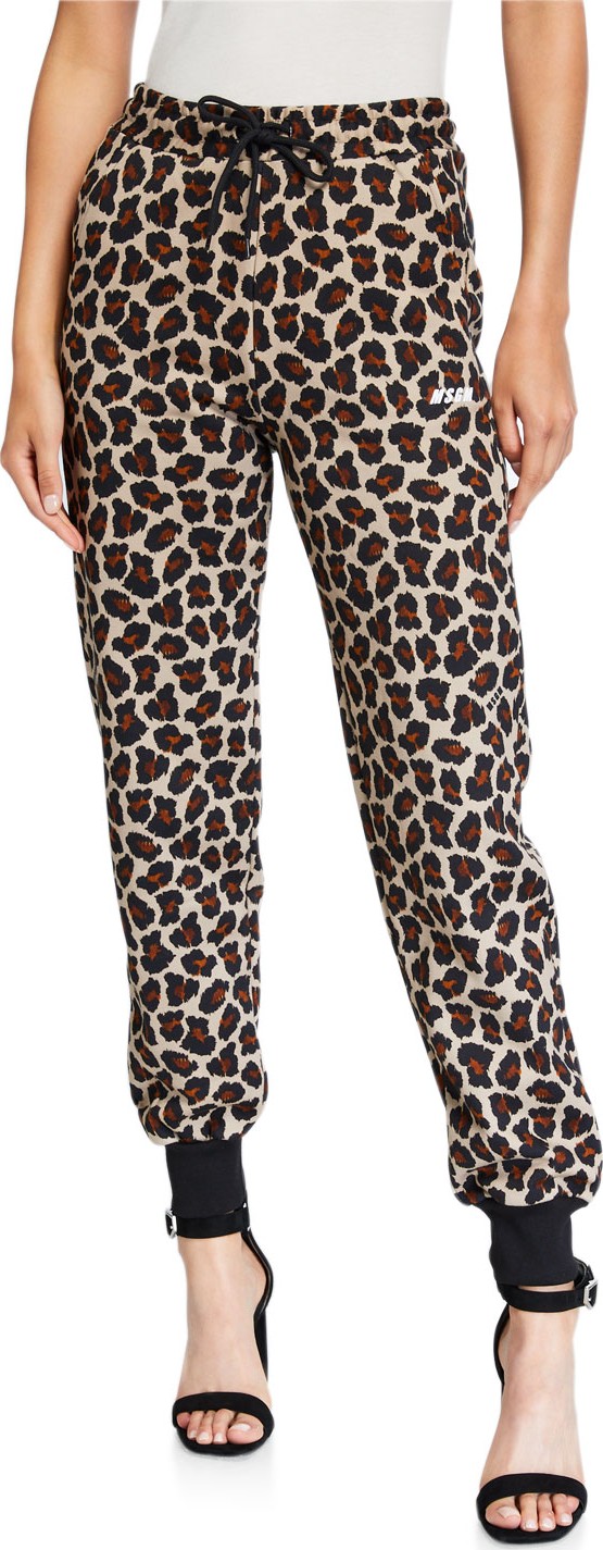 MSGM Animal-Print Drawstring Jogger Pant
