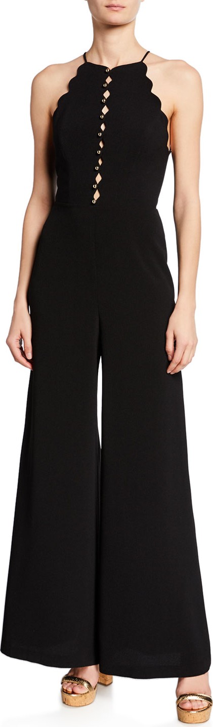 Zimmermann Scalloped Sleeveless Wide-Leg Jumpsuit