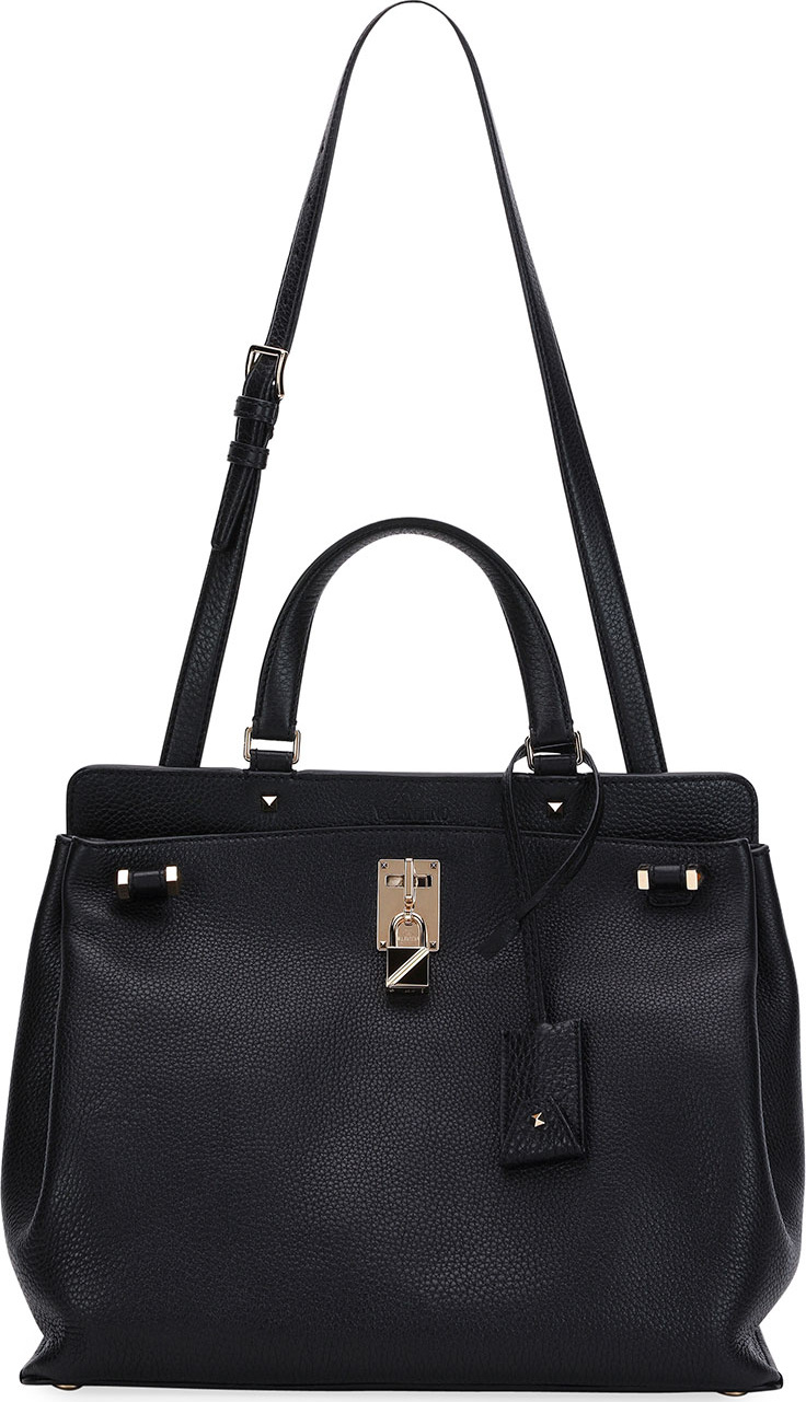 Valentino Joy Lock Medium Leather Satchel Bag