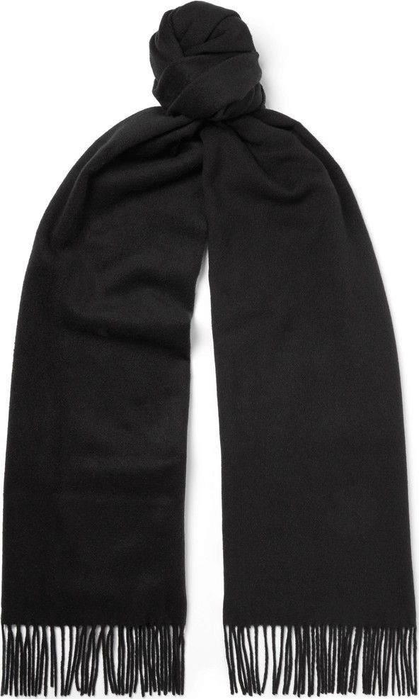 TOM FORD Fringed Logo-Embroidered Brushed Silk Scarf