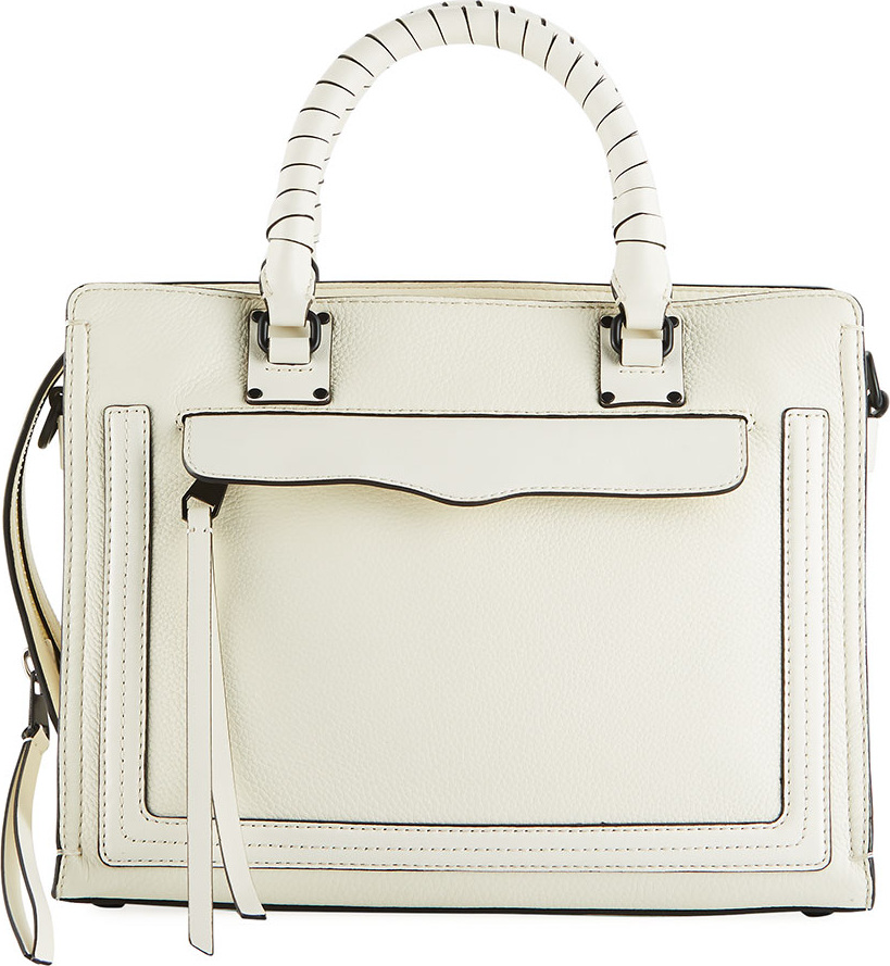 Rebecca Minkoff Bree Medium Top-Zip Satchel Bag, Antique White